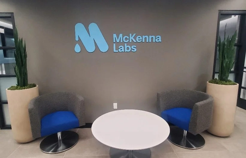 Lobby Sign Package for McKenna Labs Medical Market in Fullerton, Orange County – Interior Signage for Businesses Available at DN Signs – Orange County – Call 310-608-6099