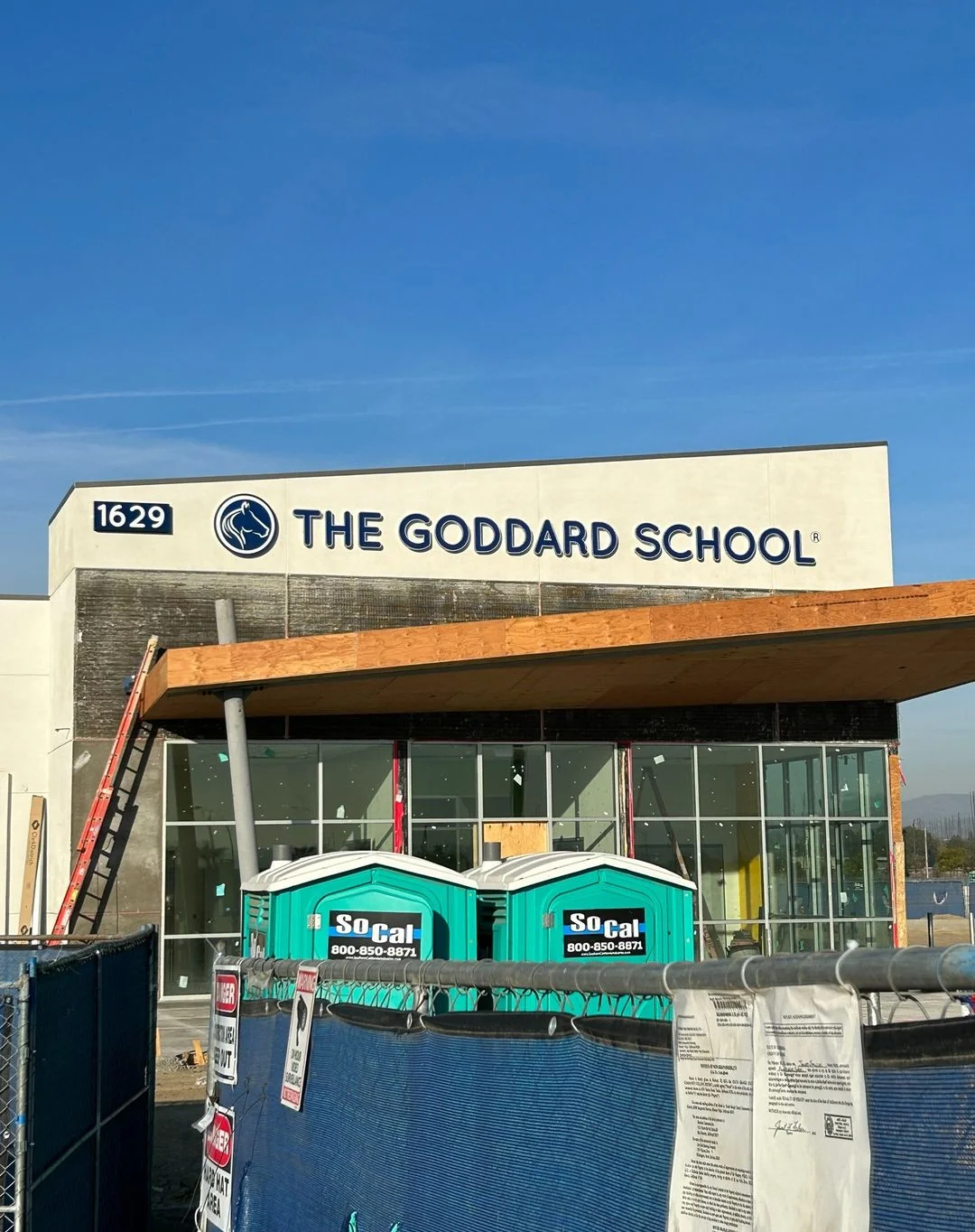 Schoolfront Exterior Channel Letters Signage for The Goddard School in Tustin, Orange County – Permitted & Installed by DN Signs Call 310-608-6099 for a Custom Quote!