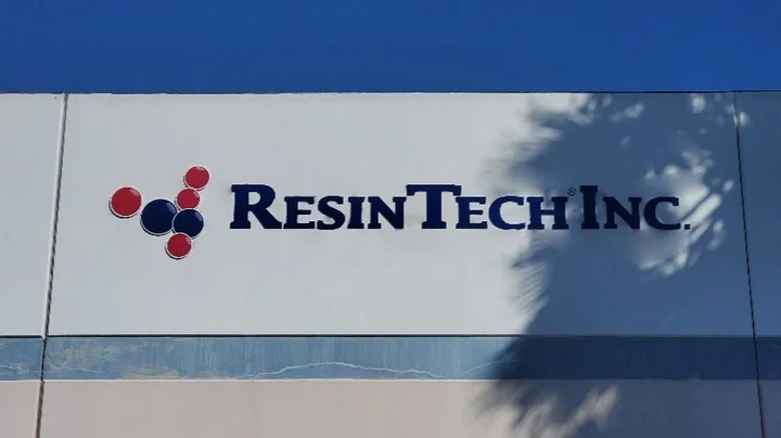 Exterior Wall Storefront Dimensional Signage for ResinTech in Gardena, CA by DN Signs Orange County. Call 310-608-6099