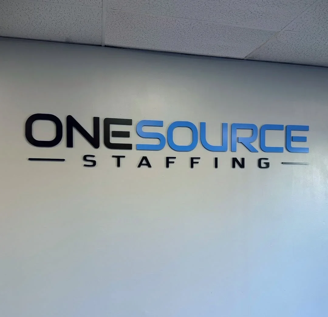 Acrylic Lobby Sign for OneSource Staffing – Office Sign Package Available – Laguna Beach – Irvine – Orange County Lobby Sign Company