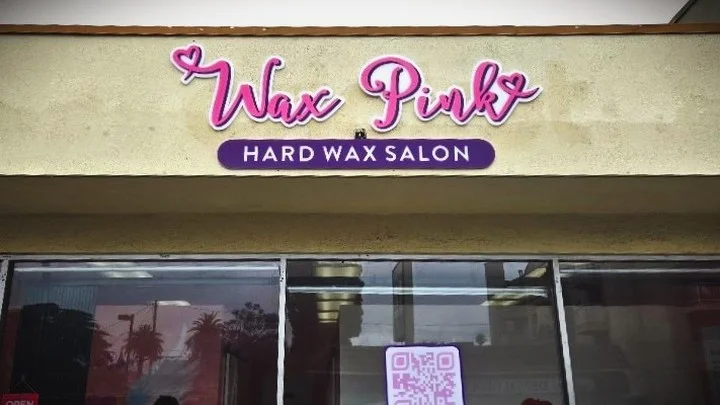 Crisp and New Exterior Storefront Flat Cut Out (FCO) Acrylic Wall Sign Package for Wax Pink in Long Beach by DN Signs. Call 310-608-6099 to Schedule a Custom Quote
