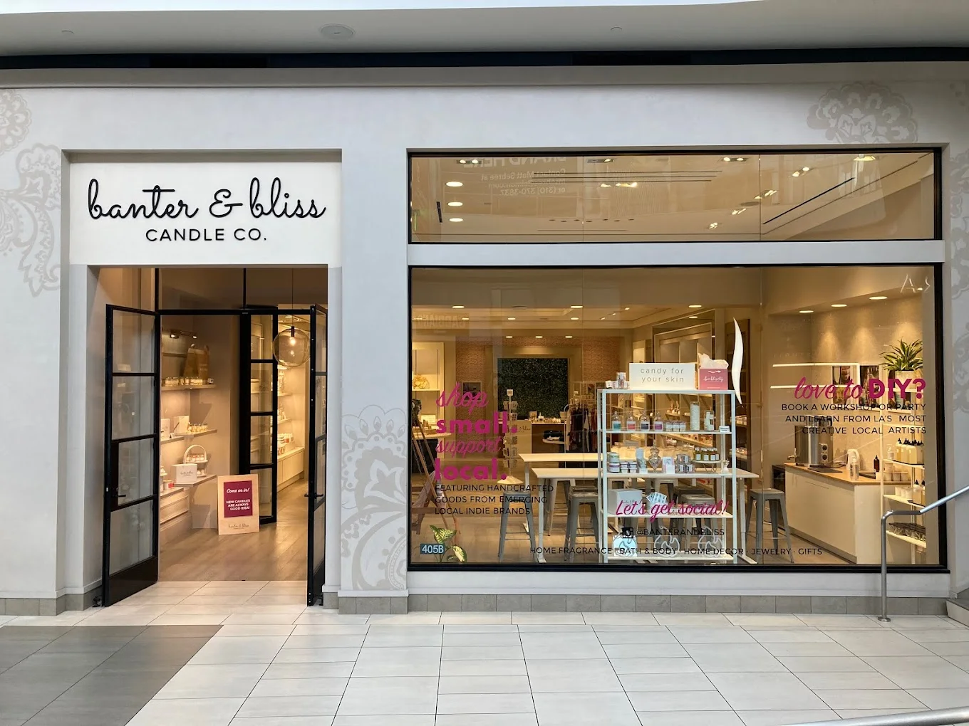 Exterior Retail Storefront in Flat Cut Out (FCO) Painted Acrylic Signage for Banter & Bliss Co.