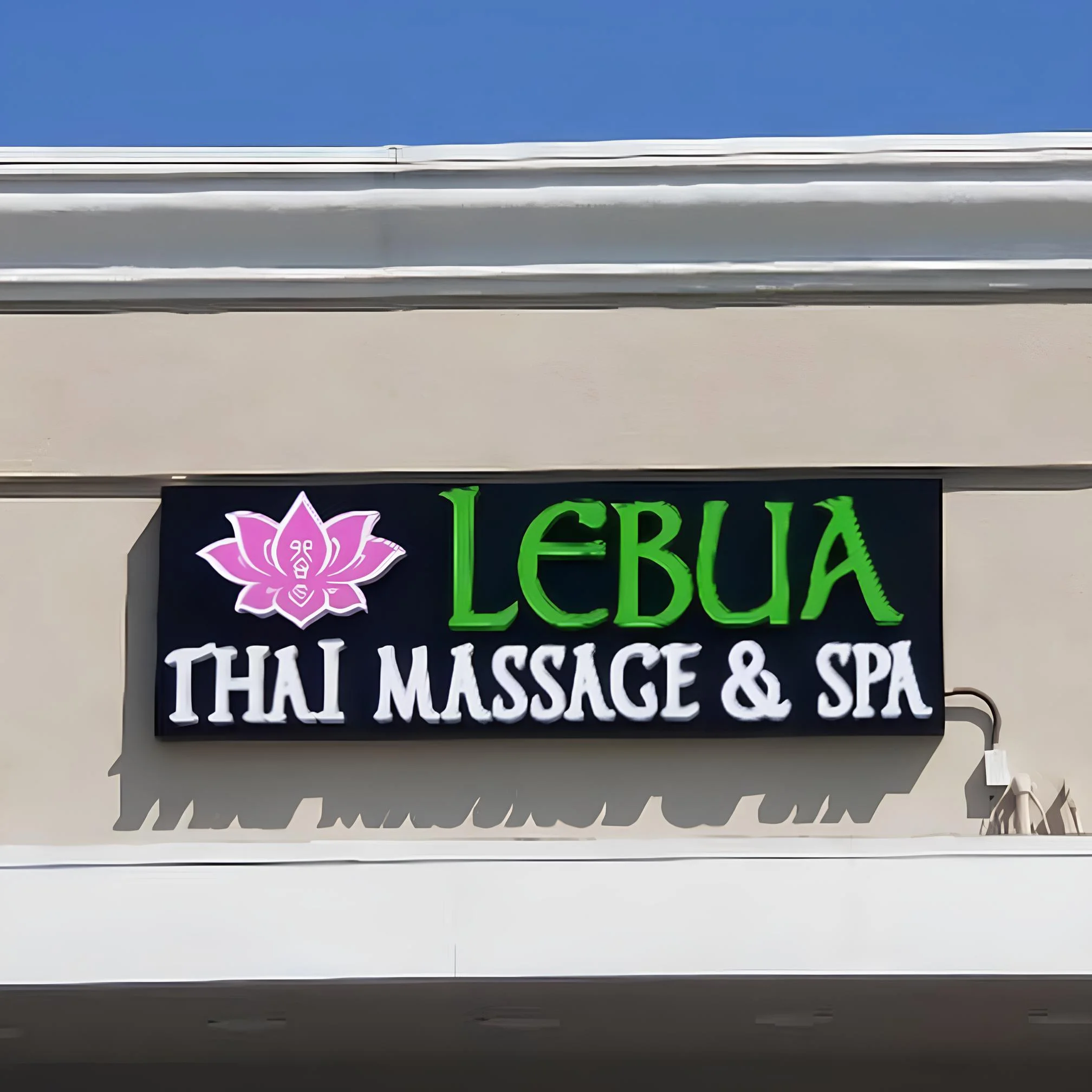 Channel Letters on Wireway Sign for Lebua Thai Massage & Spa in Long Beach, California