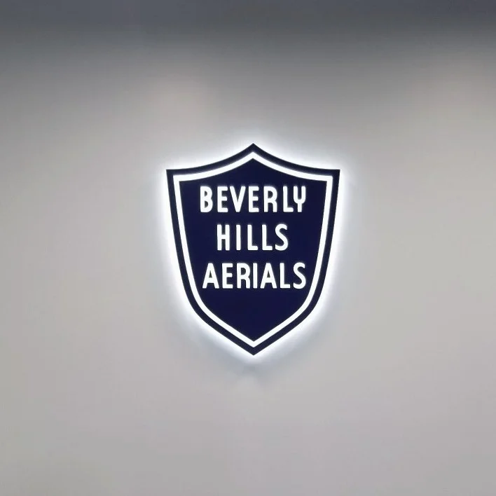 Reverse Illuminated Lobby Sign for Beverly Hills Aerials in Los Angeles, California